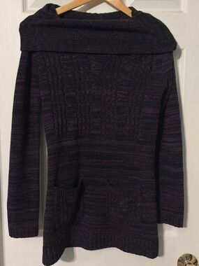 Falls Creek off-shoulder purple knit y2k mini sweater dress